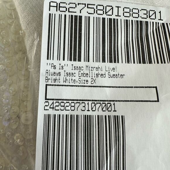 NWT Isaac Mizrahi Plus Size Bright White Embellished Cardigan Sweater - Size 2XL - Picture 6 of 8